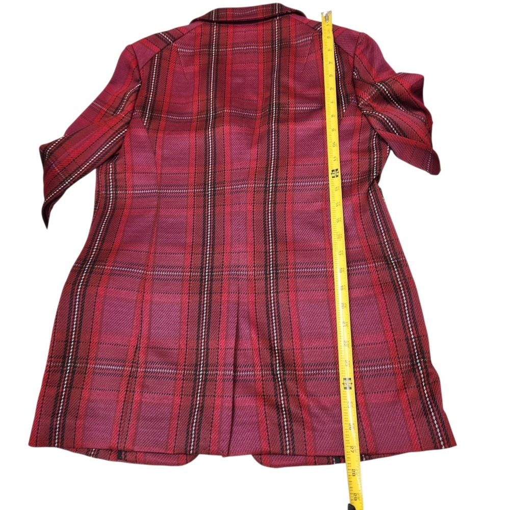 Rag & Bone Size 4 Margot Plaid Blazer Luxury Designer Vamp Goth Maroon Burgundy - Picture 10 of 11